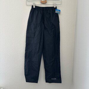 Columbia Youth Nylon Rain Cargo Pants Waterproof Lightweight Black Sz S NWT
